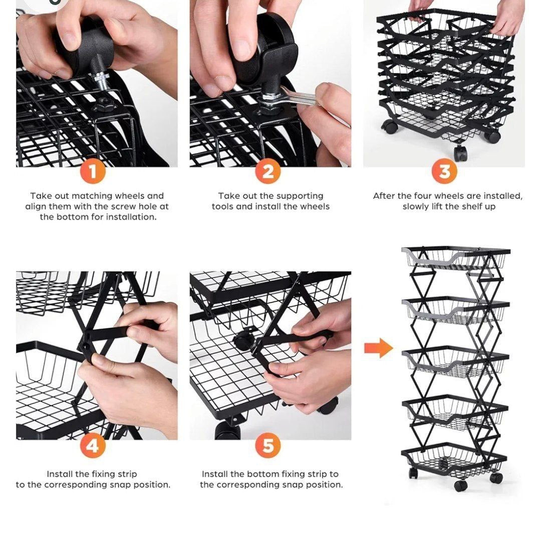 تروللي تخزين للمطبخ معدن