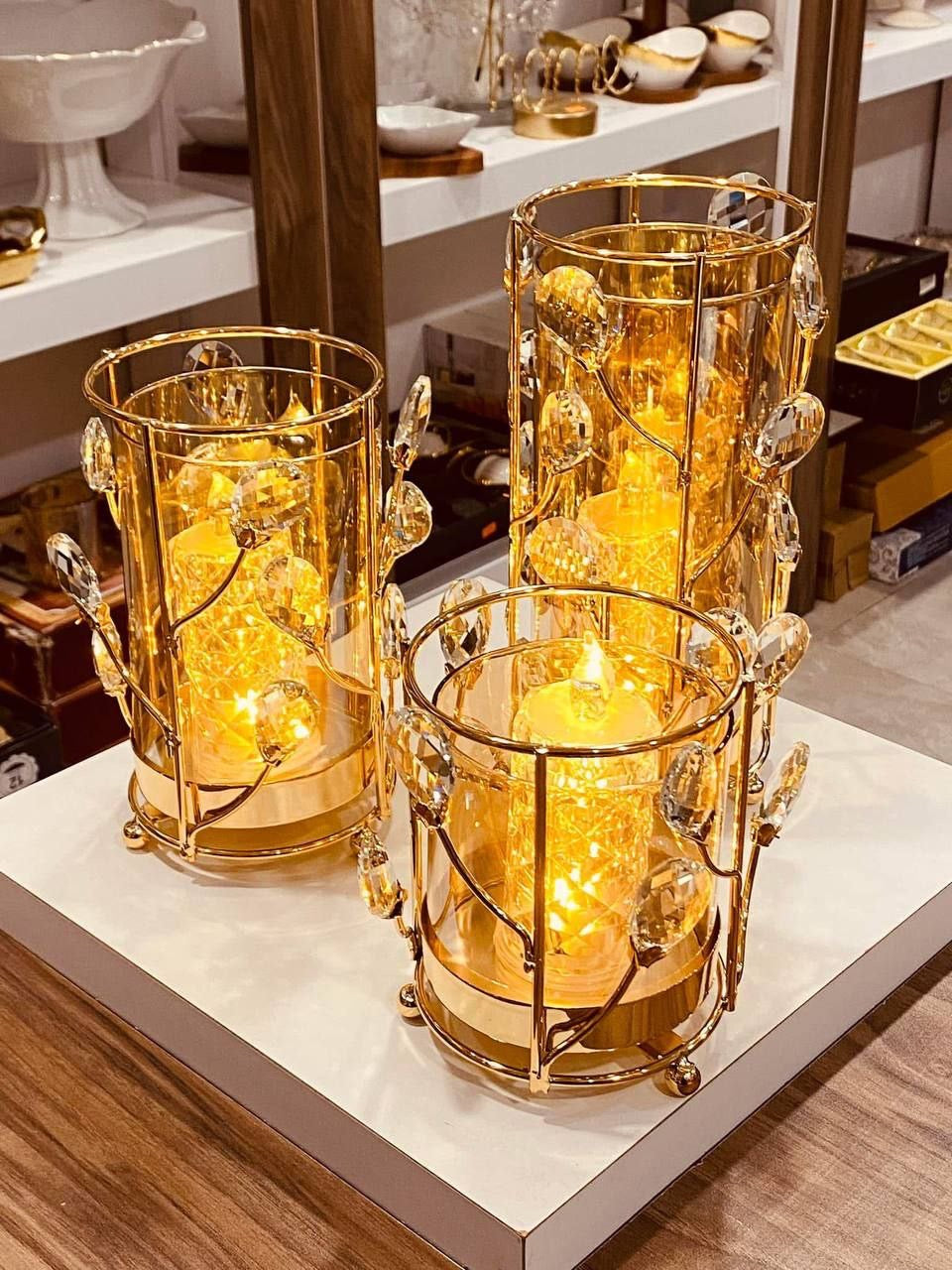 طقم شمعدان كريستال 