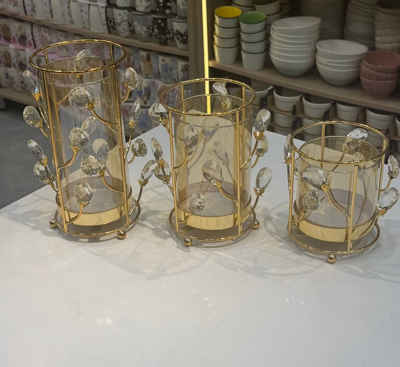 طقم شمعدان كريستال 