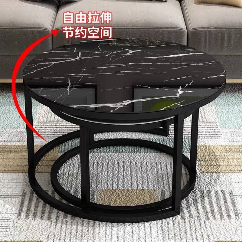 طقم ترابيزتين خشب ديكور رخامي