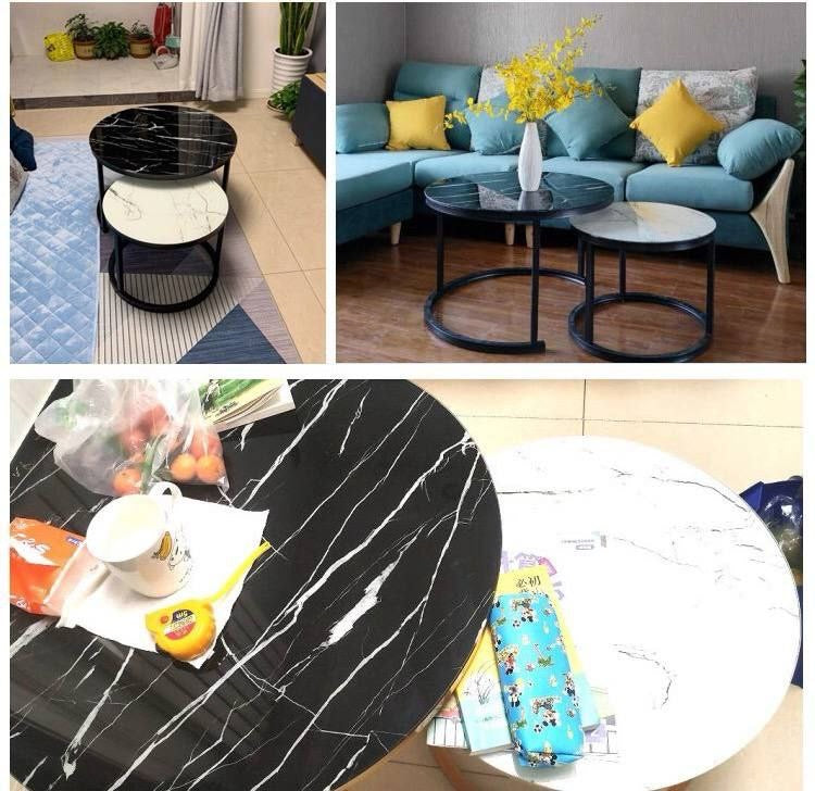 طقم ترابيزتين خشب ديكور رخامي