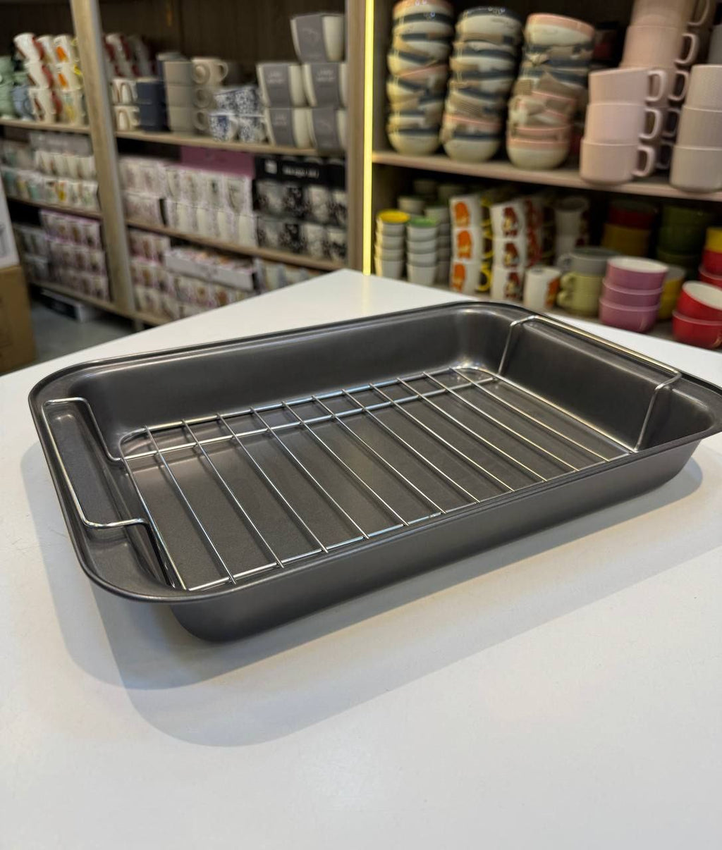 صينية تحميص مع رف تحميص ستيل 