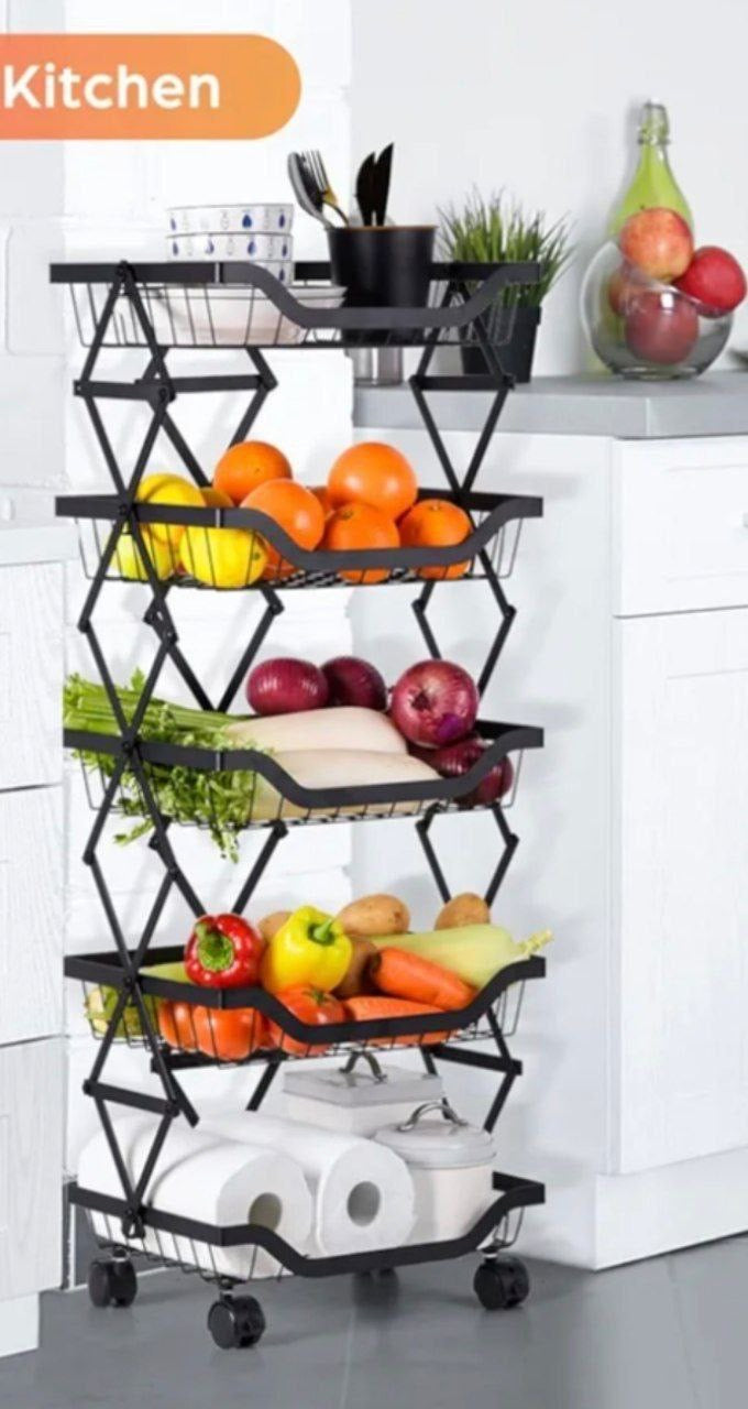 تروللي تخزين للمطبخ معدن