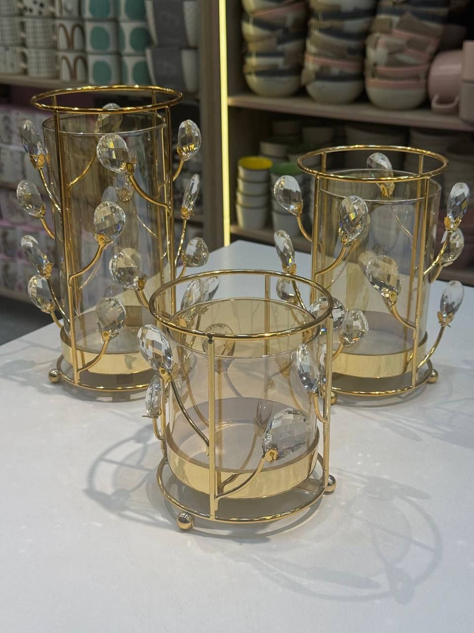 طقم شمعدان كريستال 