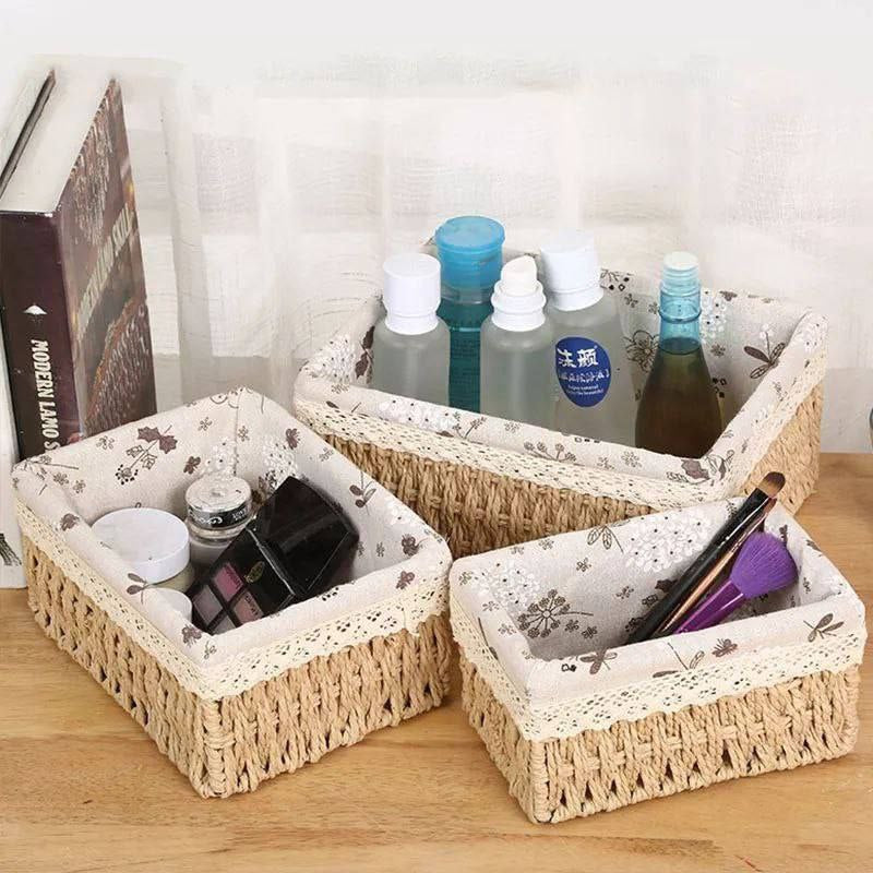 طقم باسكت خوص رتان 3×1 مستطيل