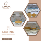 طقم بورسلين 3 قطع غطاء خشب