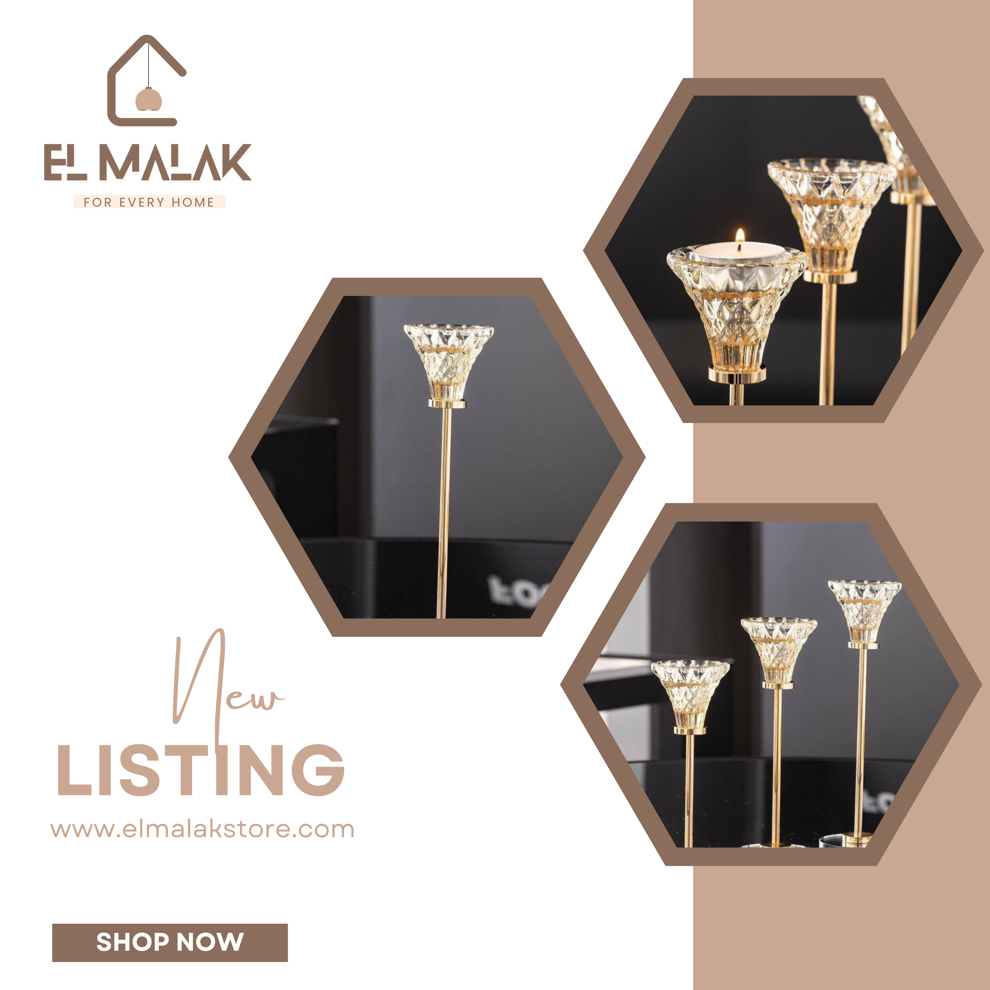 طقم شمعدان 3قطع كريستال