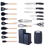 طقم توزيع سيليكون يد خشب +رشاقه سكاكين