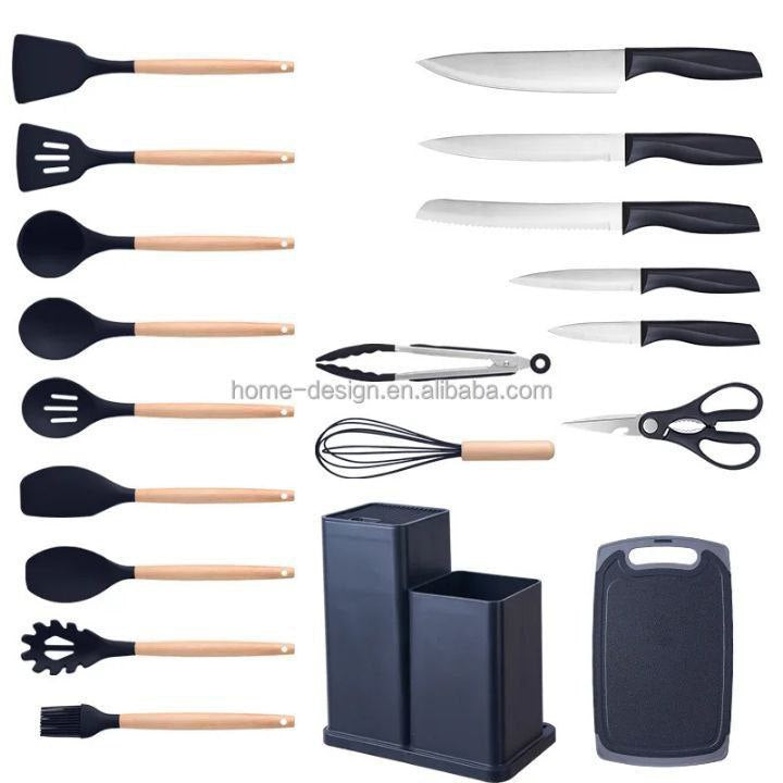 طقم توزيع سيليكون يد خشب +رشاقه سكاكين