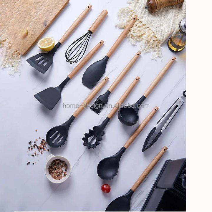 طقم توزيع سيليكون يد خشب +رشاقه سكاكين