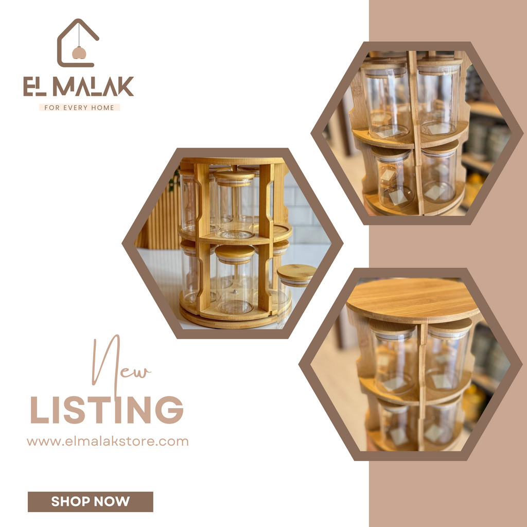 طقم التوابل الخشب الدوار