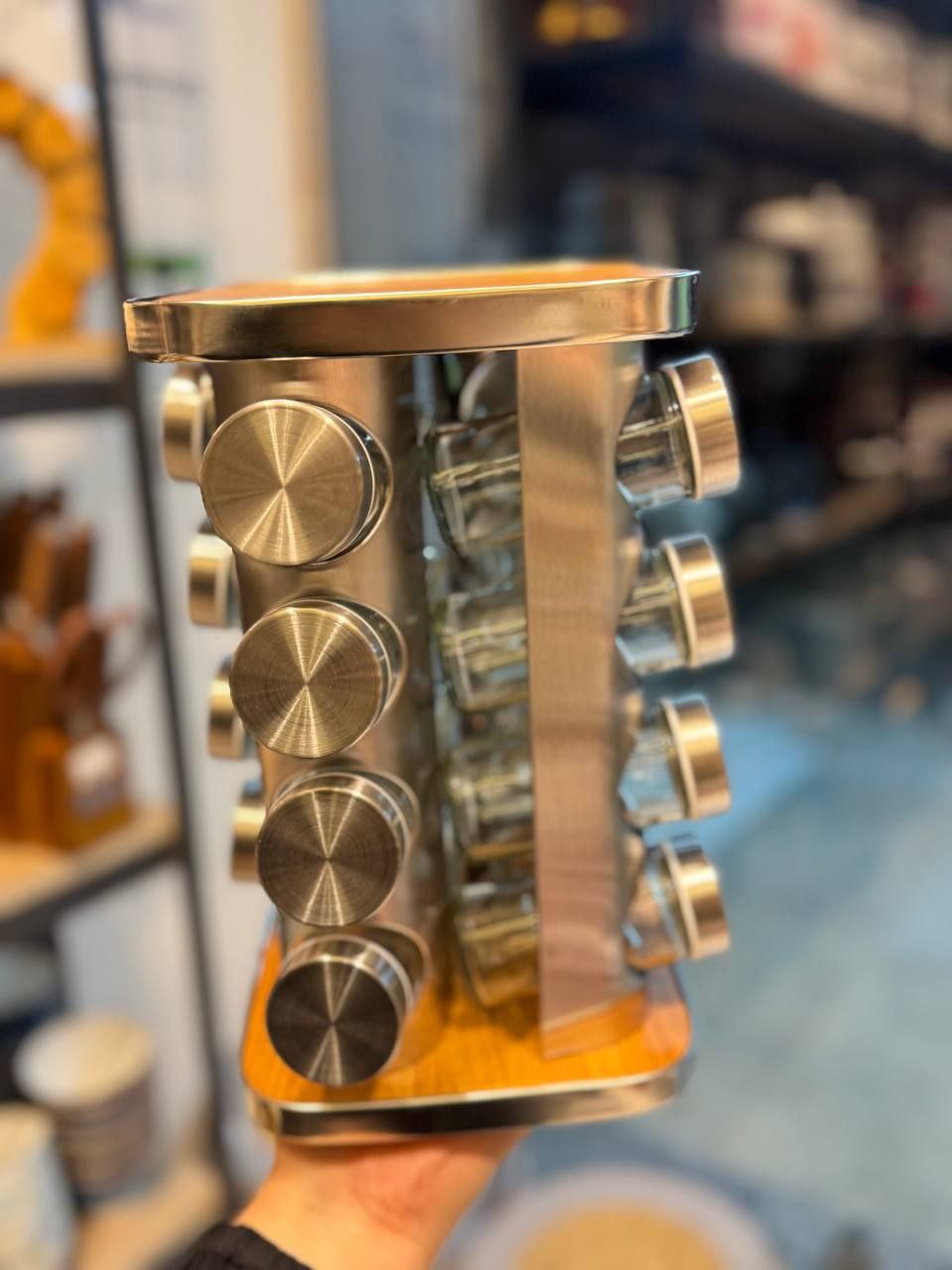 طقم توابل وبهارات دوار مربع